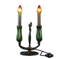 Antique Tiffany Reticulated Bronze Candelabra Table Lamp