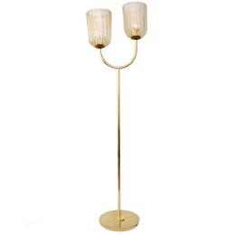Modern Brass Torchiere Floor Lamp with Gold Murano Glass Shades