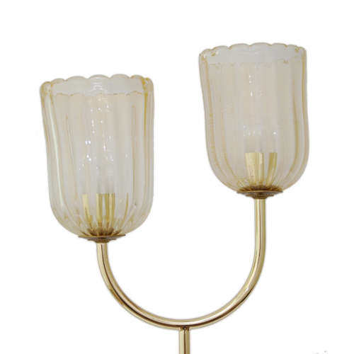 Custom Glass Lamp Shades on Lamp With Double Murano 24kt Gold Dust Shades   Art Deco Decor Custom