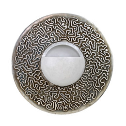 Art Deco Ruhlmann Wavy Silver Bronze Sconce with Alabaster Shade
