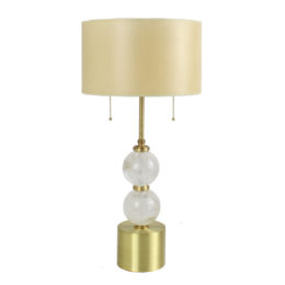 Modern Brass Table Lamp with Rock Crystal Balls