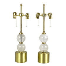 Modern Brass and Rock Crystal Table Lamps
