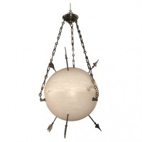 Contemporary Alabaster Sphere Chandelier with Arrows