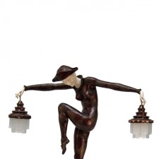 Deco Harlequin Bronze & Ivory Lady Lamp