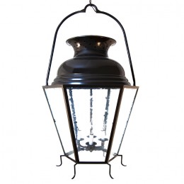 Large Hanging Six Faceted Lantern with Vented Double-Dome Top