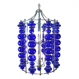 Modern Chandelier with Blown Cobalt Blue Glass Spheres