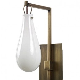 Modern Brass Sconce with Mouth-Blown Art Glass Balloon Shade