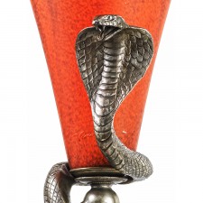 Edgar Brandt Silver Snake Lamp Head