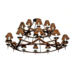 Contemporary Rustic 24-Light Wrought Iron Chandelier