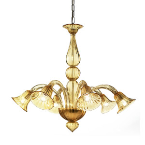 Modern Murano Glass Chandelier with Amber Color Glass