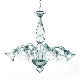 Modern Murano Chandelier with Clear Glass Trumpet Shades