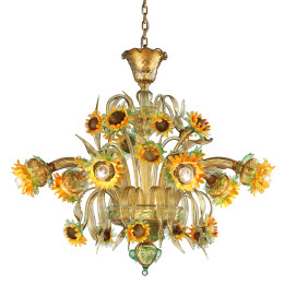 Murano Glass Chandelier with Sunflower Shades
