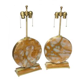 Modern Brass & Natural Onyx Stone Table Lamps